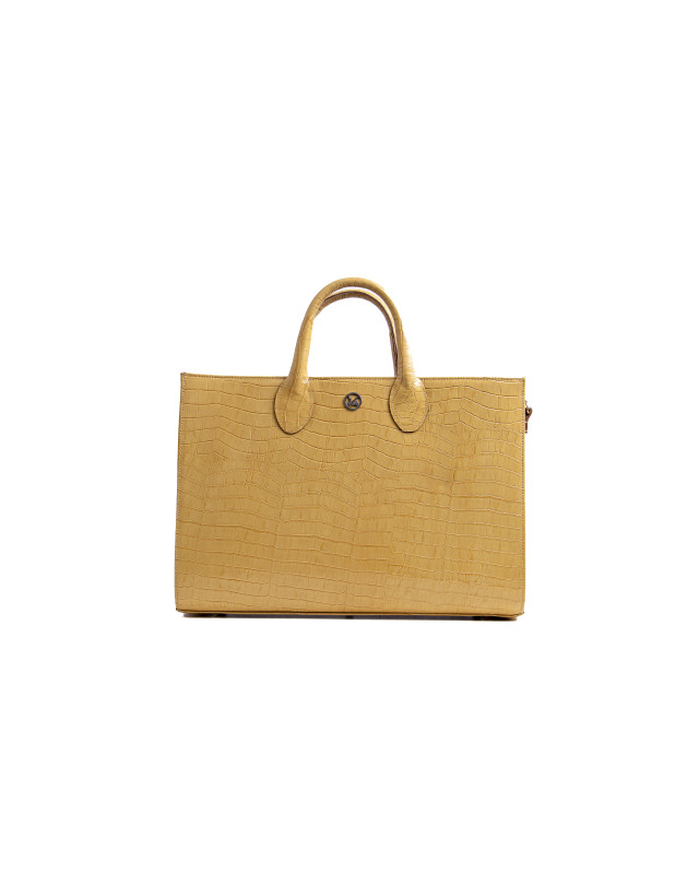Midi Man Tote: Buttermilk Crocodile Print
