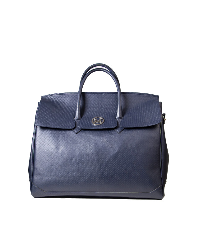 Duffle Bag 3.0: Blue Basket Woven Leather Print