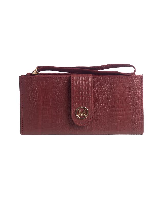 Unisex Wallet: Wine Textured Crocodile  Print
