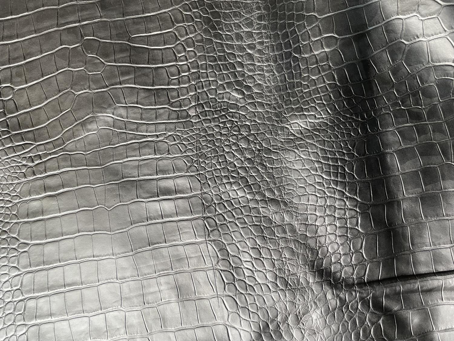 Black Crocodile Back Print Embossed on Cow Hides: BC006C