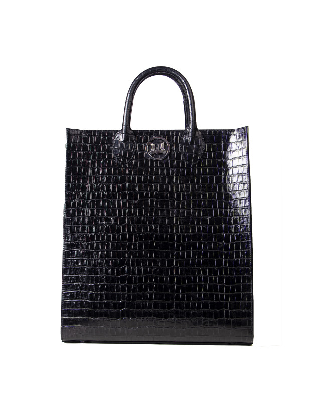 Man Tote: Black Crocodile Print