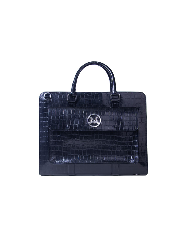 Work Case Escobar: Glossy Black Crocodile Print