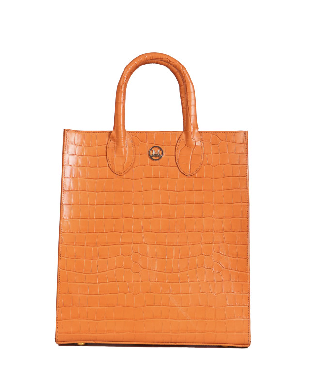 Mini Man Tote: Orange Crocodile Print