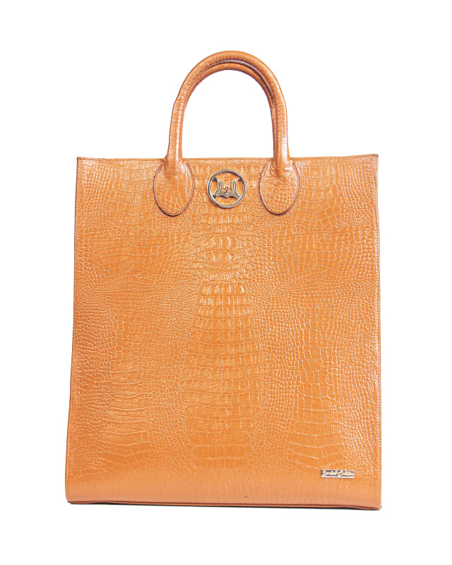 Man Tote: Limited Edition Toffee Brown Textured Crocodile Print