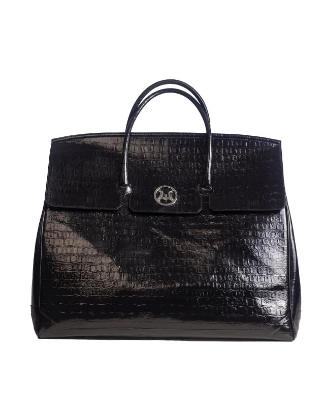 Duffle Bag 3.0: Black Textured Crocodile Print