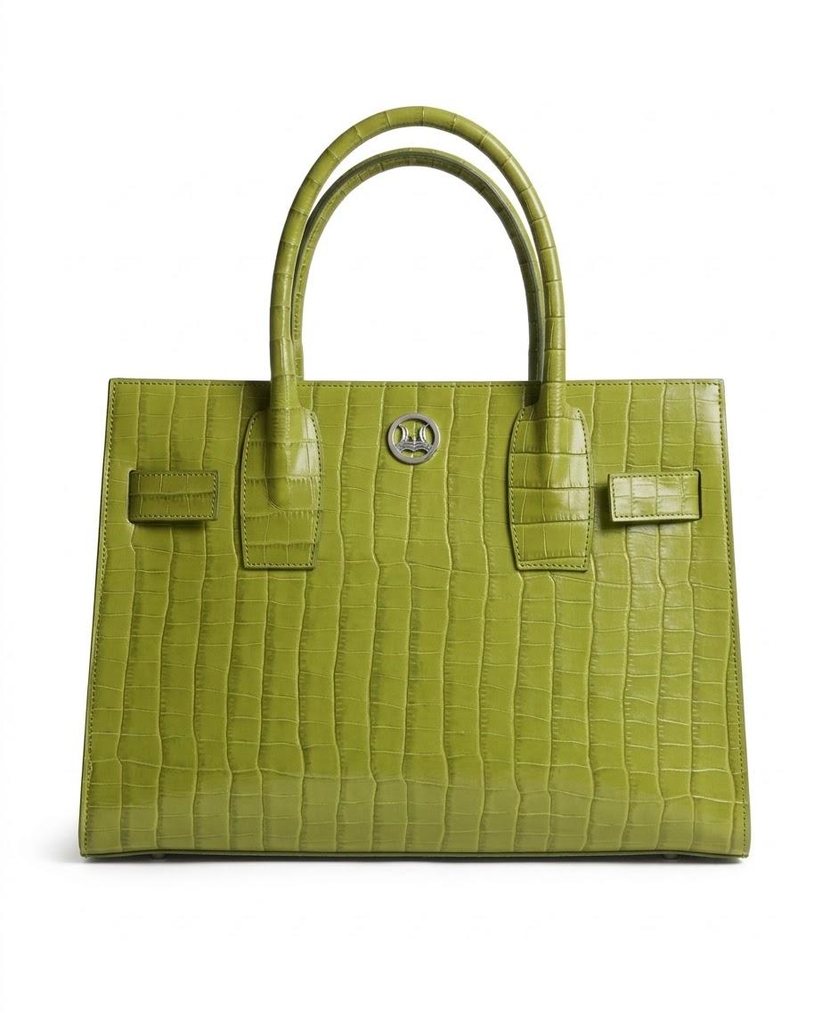 Zurich MIDI: Lime Green Crocodile Print