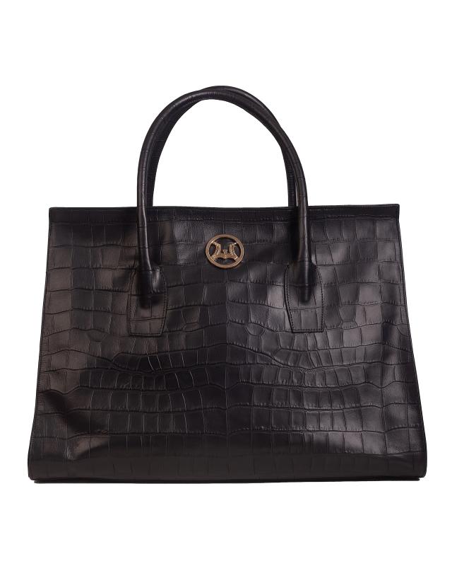 Zurich Maxi: Black Crocodile Print