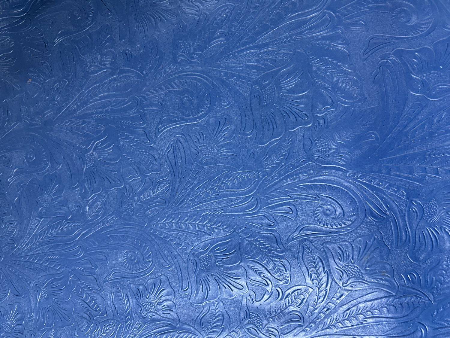 Blue Floral Print Embossed on Cow Hides: AF003C