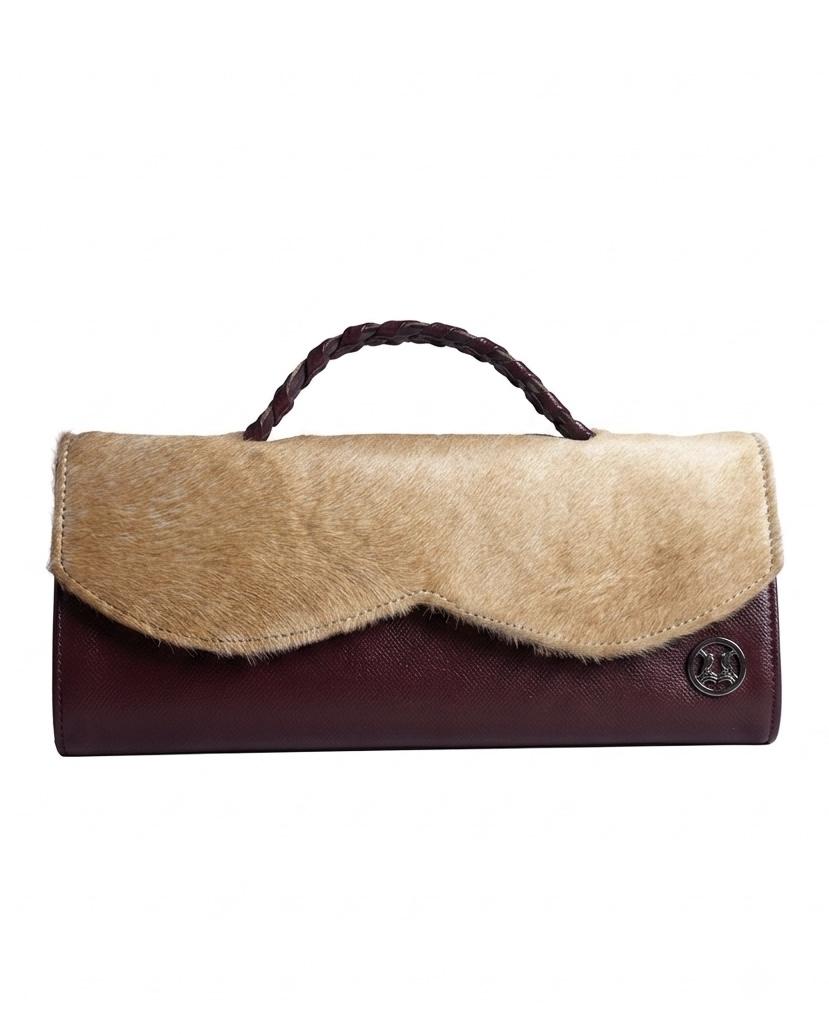 Mykonos: Burgundy and Camel Brown Fur