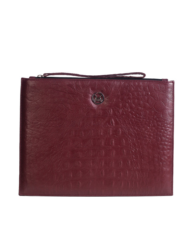 Man Purse MIDI: Wine Textured Crocodile Print