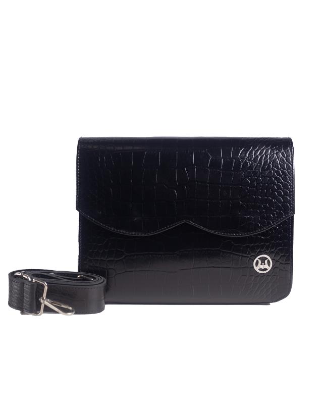 Messenger Bag 3.0 Midi: Black Crocodile Print