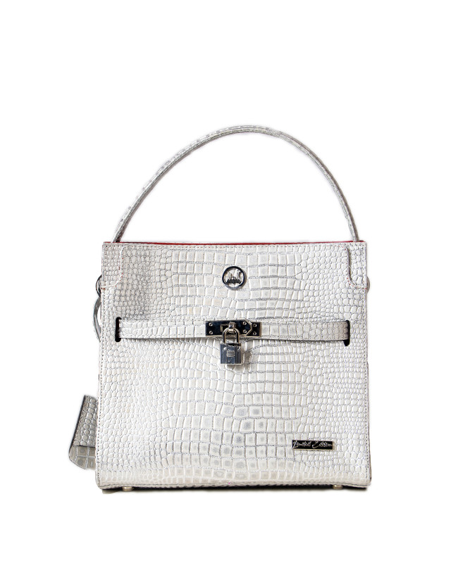 Venice Midi:  Limited Edition Metallic Silver Crocodile Print