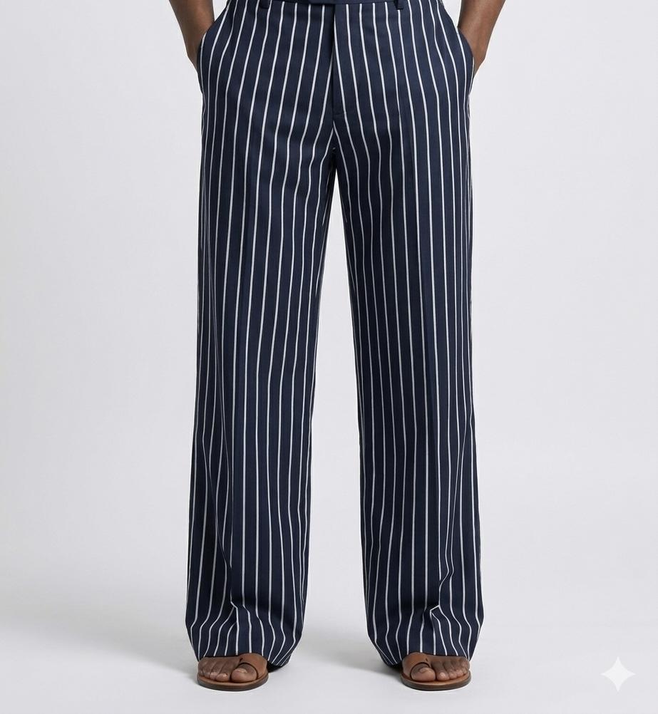 Palazzo Pants: Blue and White Striped