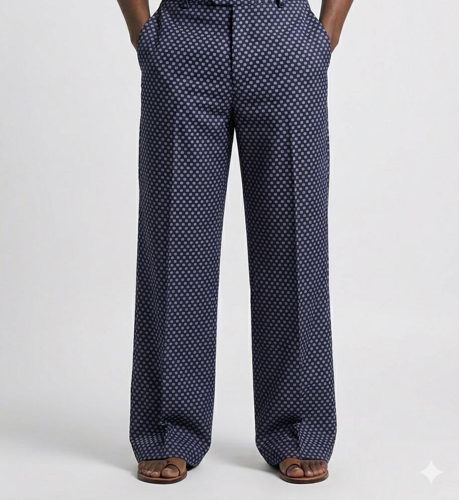 Palazzo Pants: Blue Abstract Print