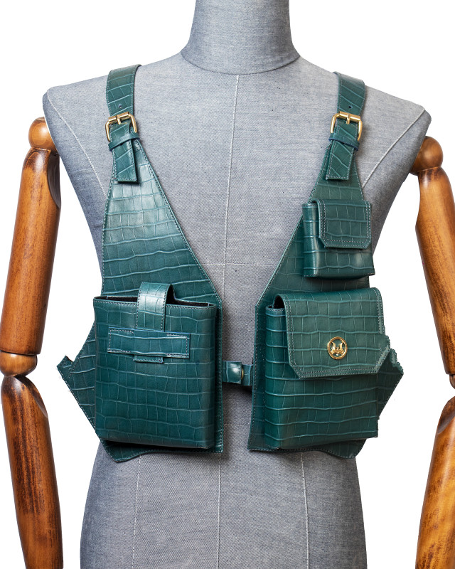 Utility Vest:  Green Crocodile Print