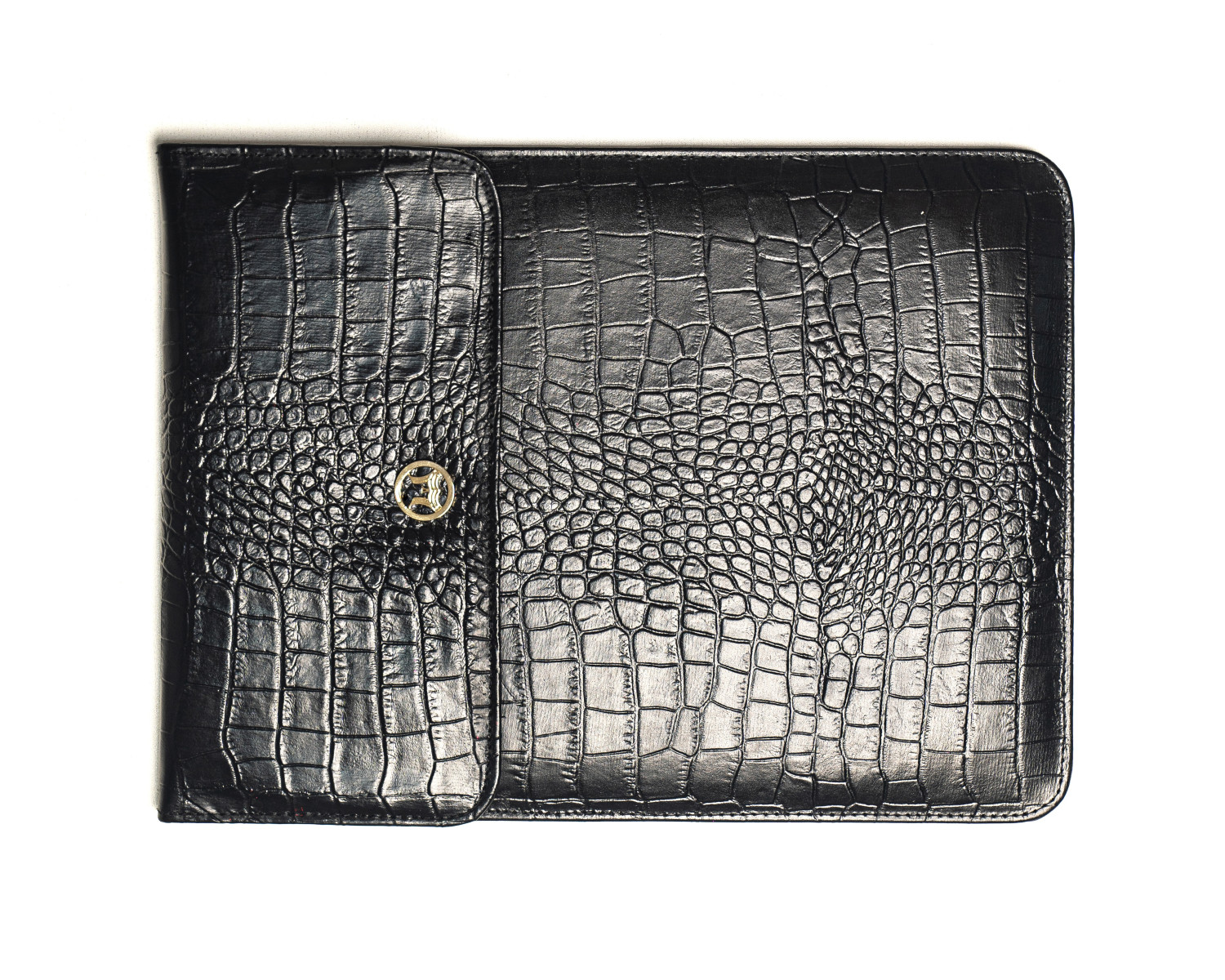 Laptop Sleeve Mini: Black Crocodile Print