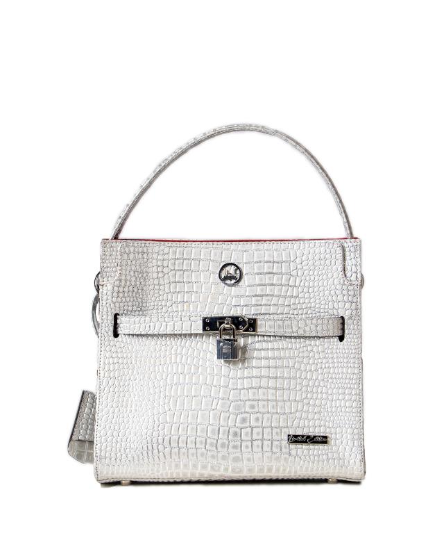 Venice Midi:  Limited Edition Metallic Silver Crocodile Print