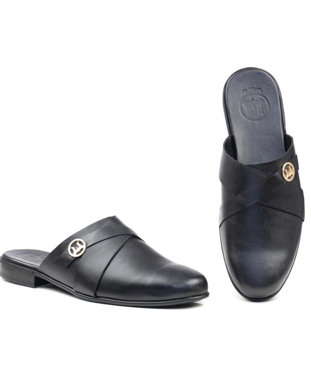 Criss-Cross Mules: Black