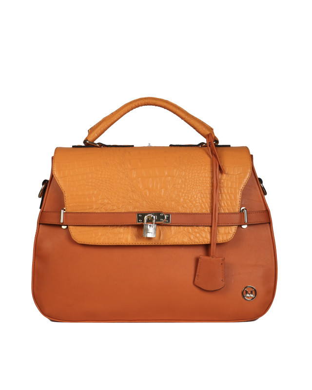 Brazzaville: Tangerine and Pumpkin Orange Textured Crocodile Print