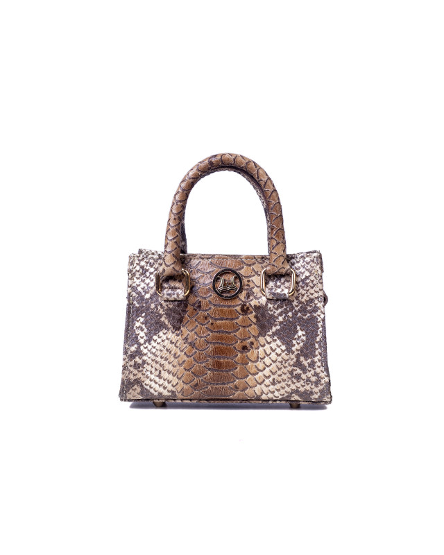 Lagos Micro: Cream and Brown Snake Print