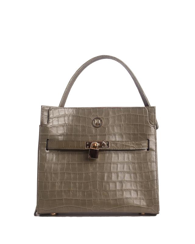 Venice Midi: Dark Olive Crocodile Print