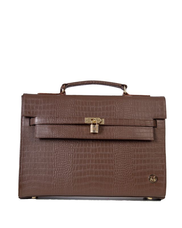 JFK Work Case: Brown Crocodile Print
