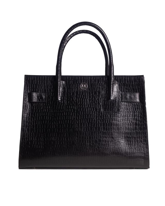 Zurich MIDI: Black Alligator Print
