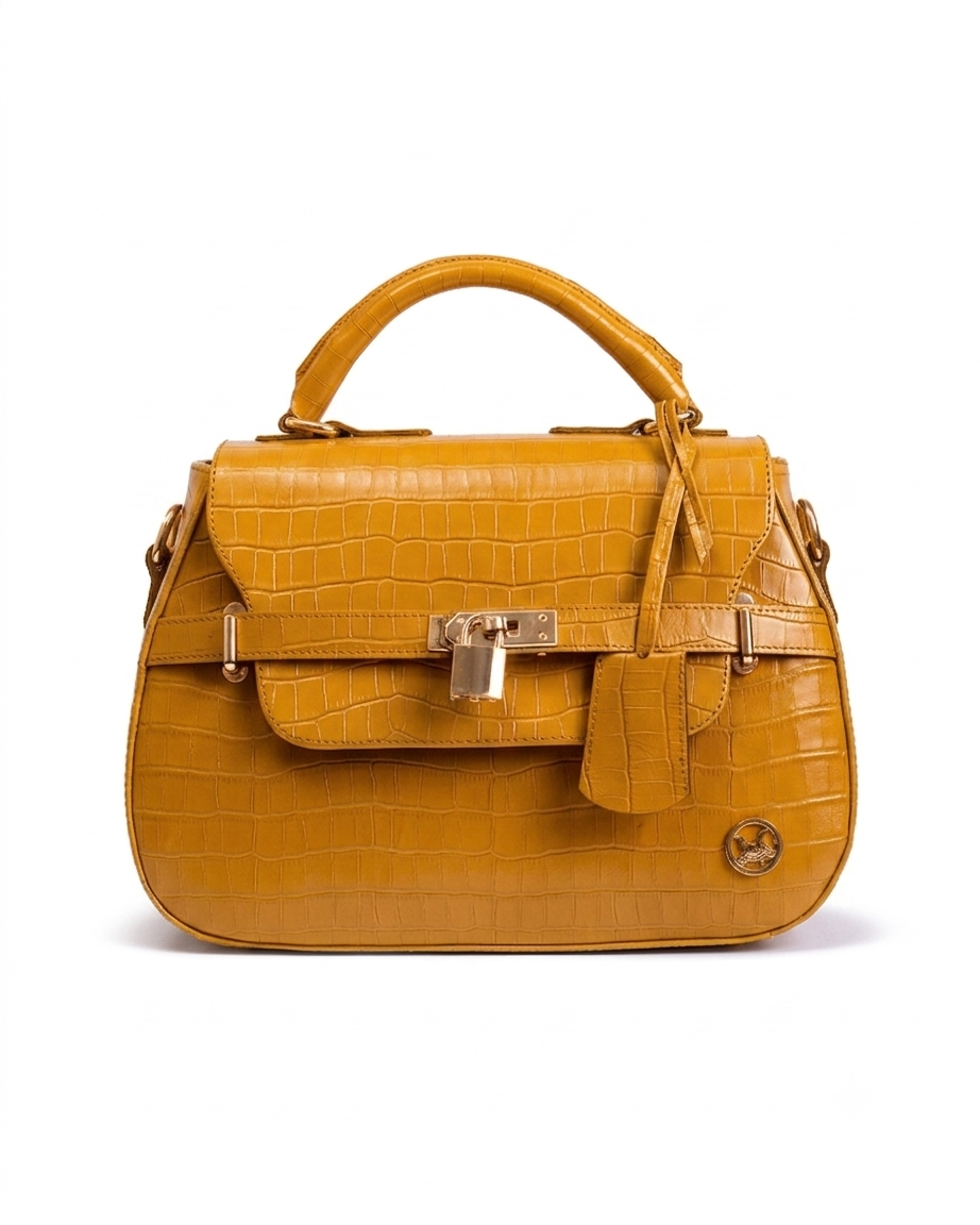 Brazzaville MIDI: Yellow Crocodile Print