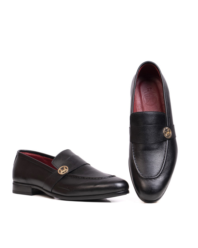 Belgian Loafers: Black W Logo Strap