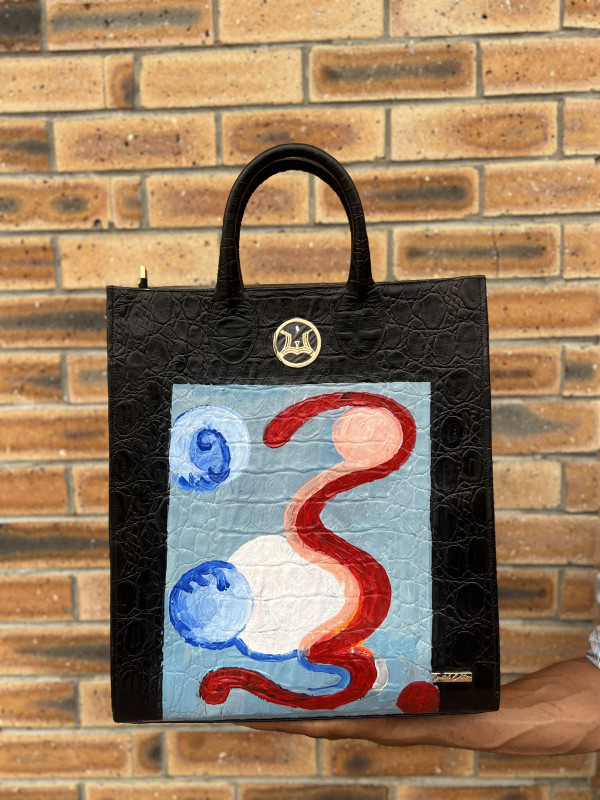 Man Tote:  Limited Edition Black Crocodile Print Meets Art #2