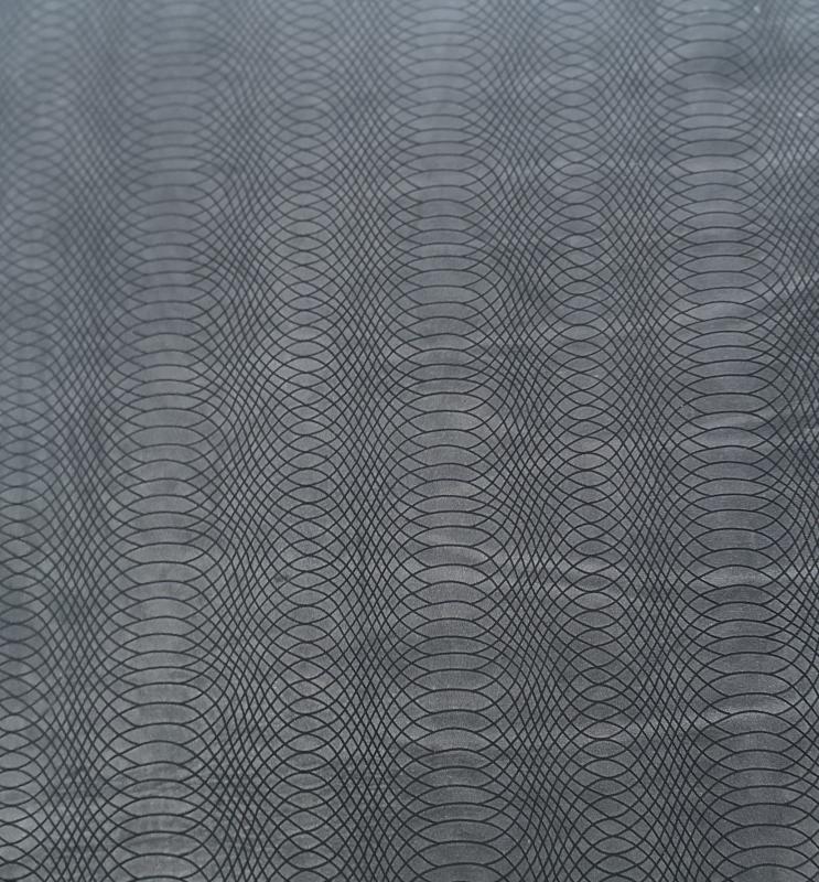 Black Abstract Print Embossed on Calf Hides: BI004CA