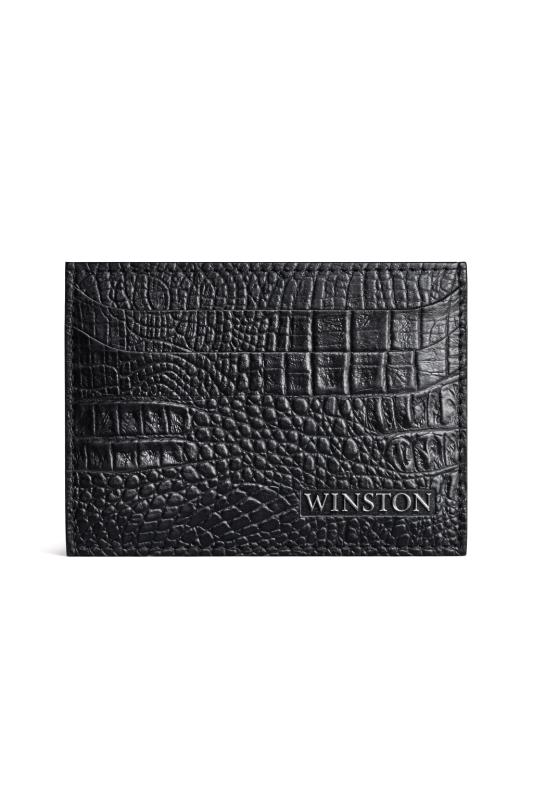 Cardholder: Black Textured Crocodile Print