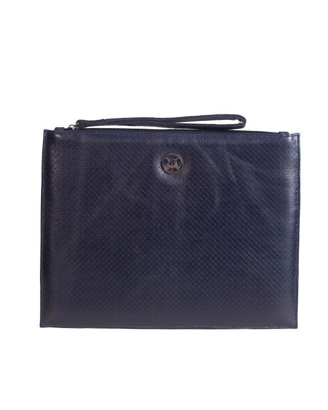 Man Purse MIDI: Blue Basket Woven Leather Print