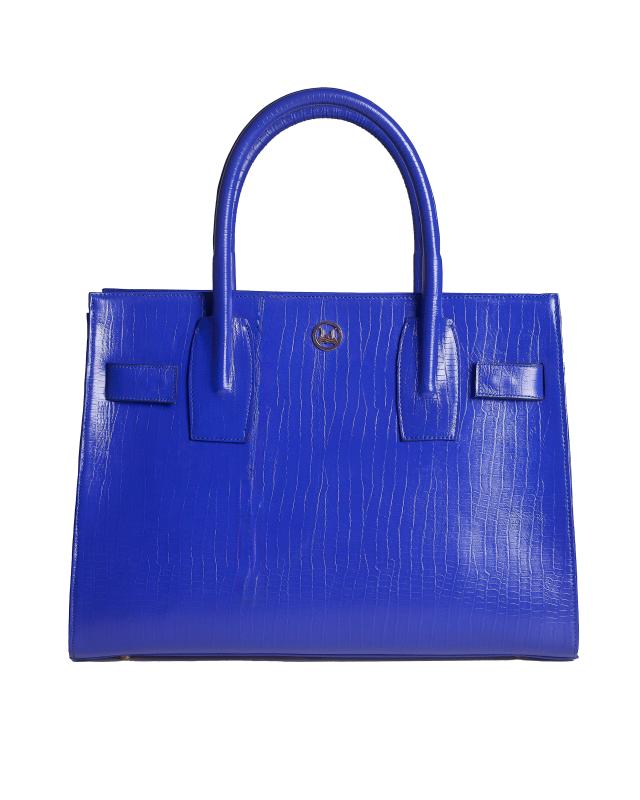 Zurich MIDI: Azure Blue Crocodile Print
