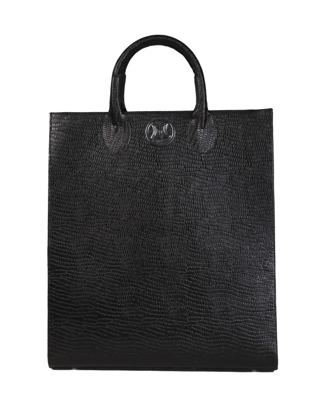 Man Tote: Dark Brown Monitor Lizard Print