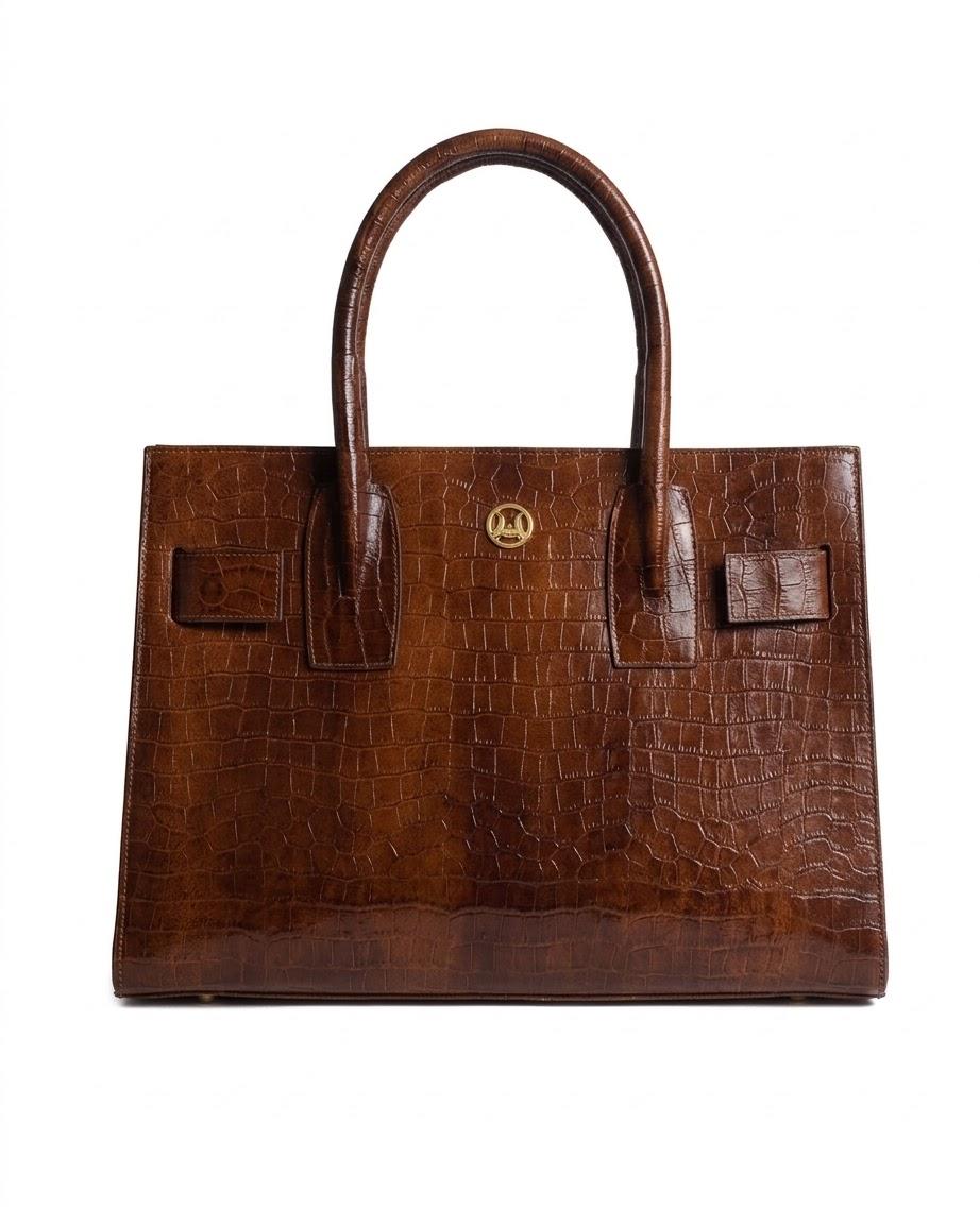 Zurich MIDI: Ginger Brown Crocodile Print
