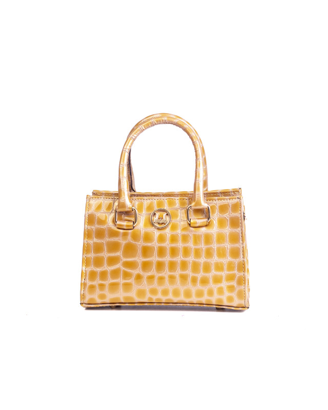 Lagos Mini: Glossy Fawn Yellow Crocodile Print