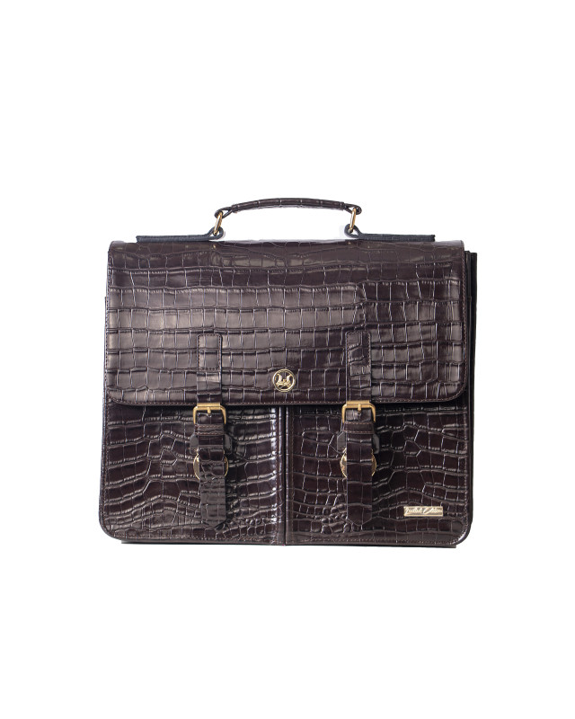 Satchel Work Case:  Limited Edition Deep Brown Crocodile Print