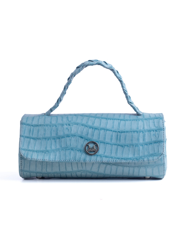 Milan Mini: Powder Blue Alligator Print