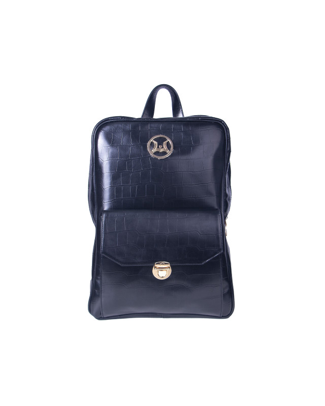 Backpack: Black Crocodile Print