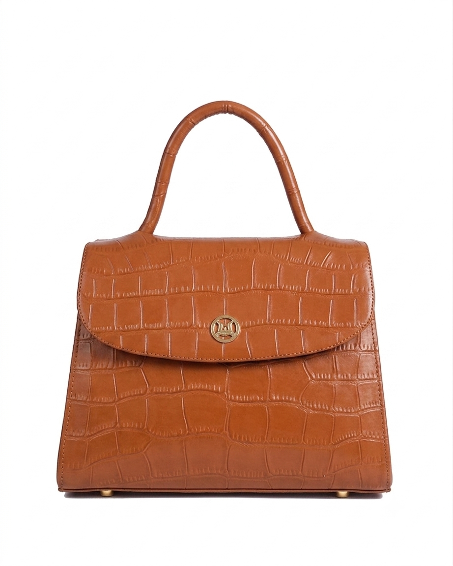 Paris Midi: Sienna Brown Crocodile Print