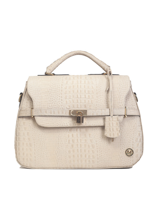 Brazzaville: Cream Textured Crocodile Print