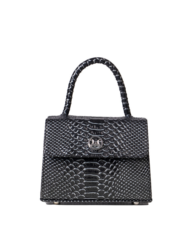 Tokyo Micro: Black Snake Print with Silver Details