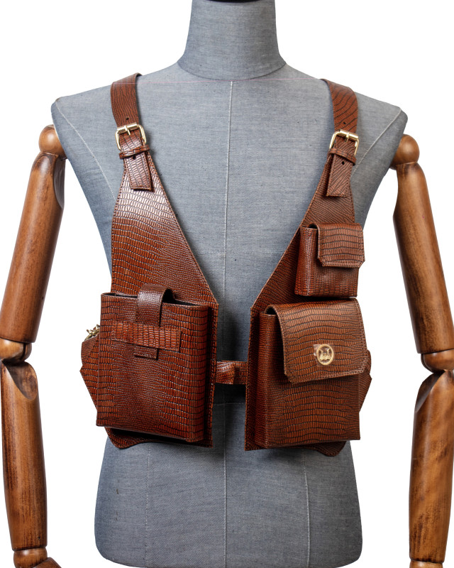 Utility Vest:  Brown Monitor Lizard Print