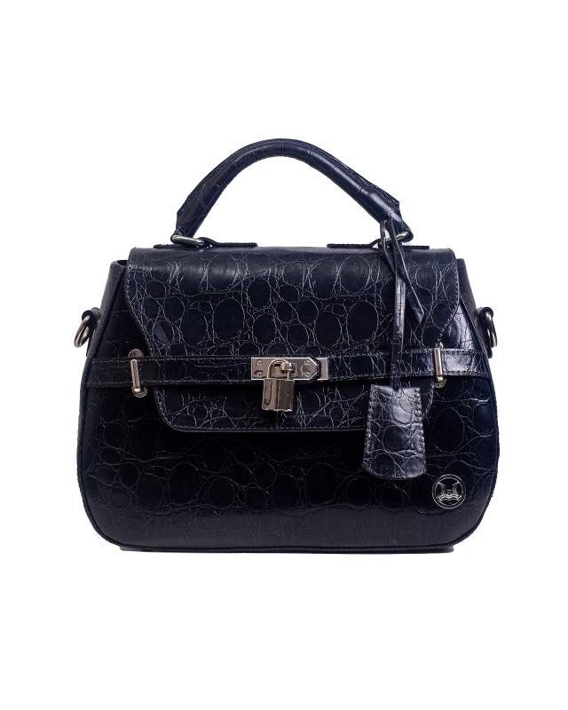 Brazzaville MIDI: Glossy Dark Blue Abstract Print