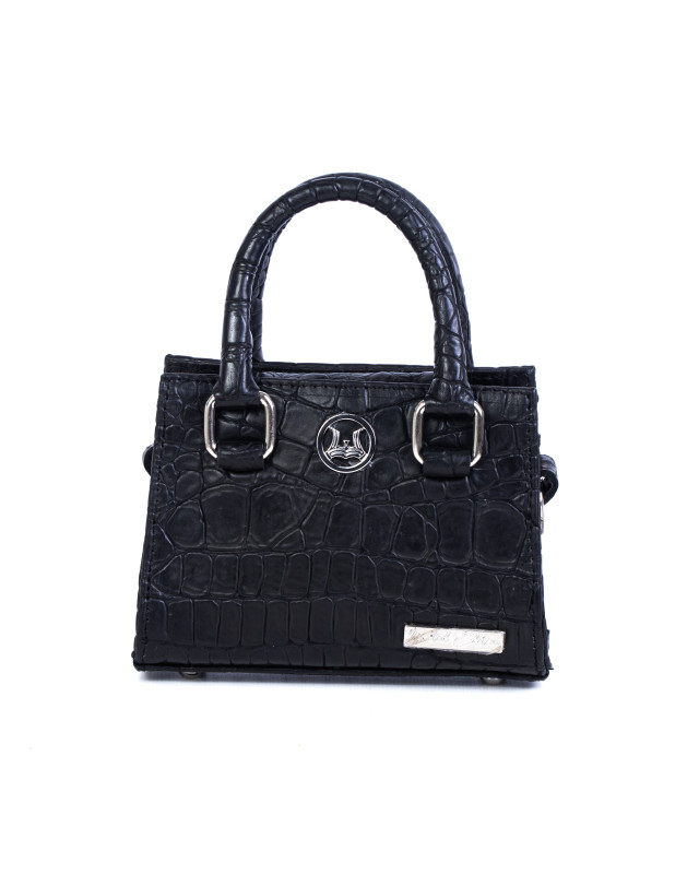 Lagos Micro(US): Black Textured Crocodile Print