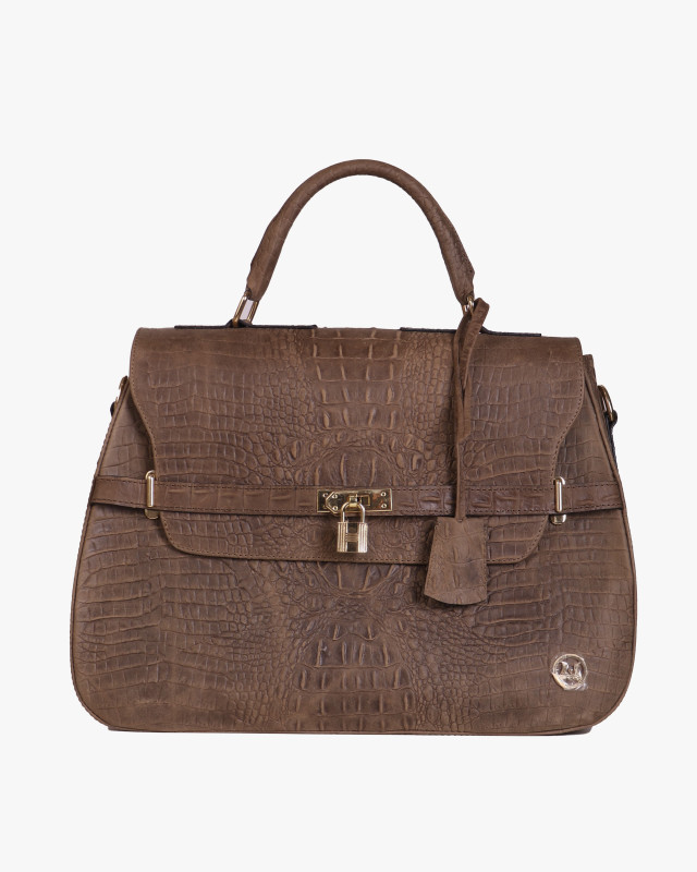 Brazzaville:  Khaki Green Textured Crocodile Print