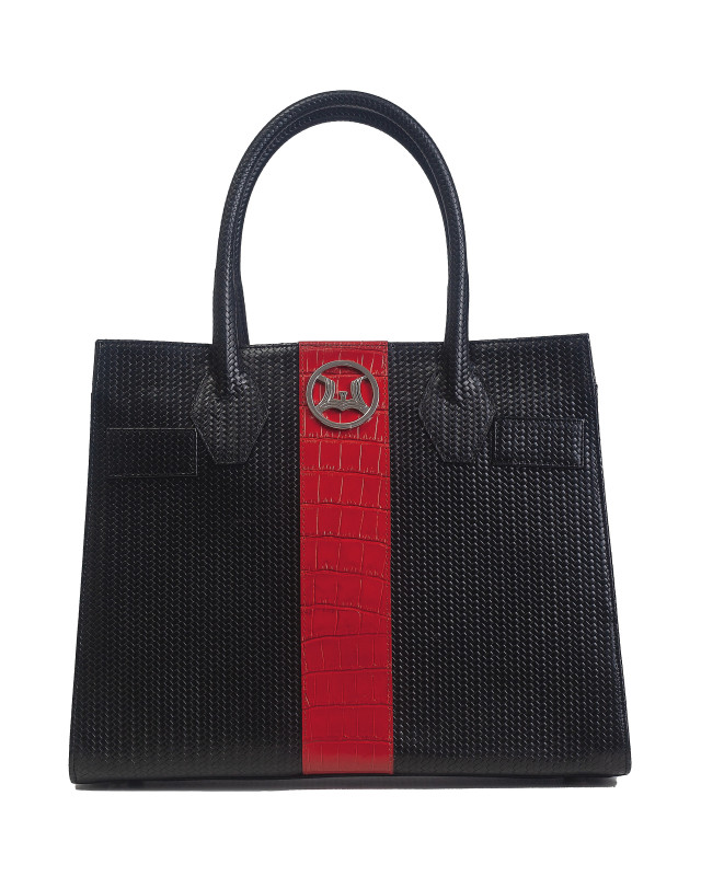 Montreal Maxi: Black and Black Textured Crocodile Print