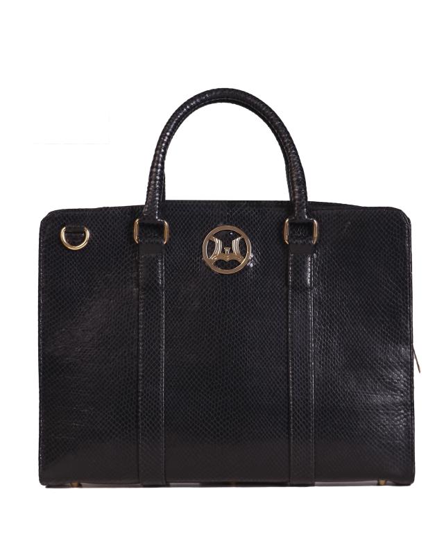 Satchel Work Case 6.0: Black Reptilian Print