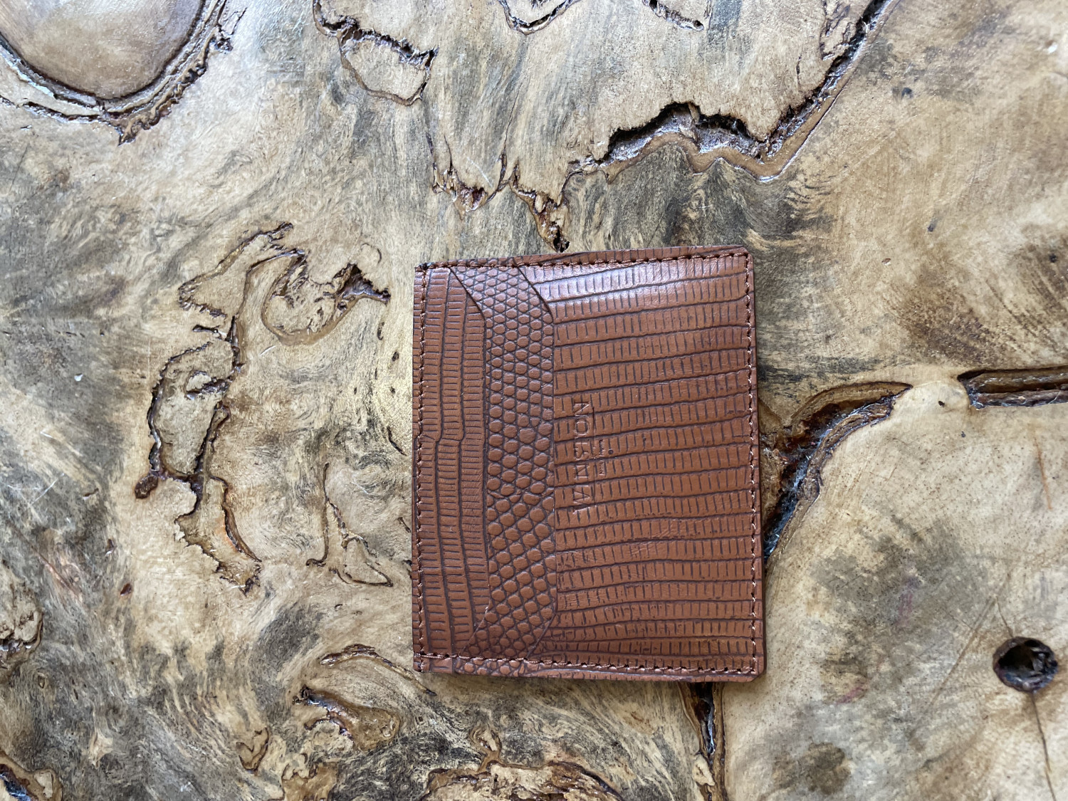 Cardholder: Light Brown Monitor Lizard Print